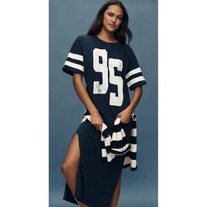 NWT Anthropologie Daily Practice Graphic T Shirt Midi Dress Navy Size XS